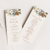 Winter Bloemen Pine Tree Cone Wedding Programmakaart