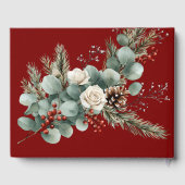 Winter Bloemen Rood Wit Kerst Roos bruiloft Gastenboek (Achterkant)