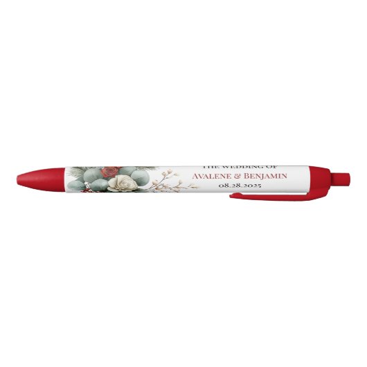 Winter Bloemen Rood Wit Kerst Roos bruiloft Zwarte Inkt Pen (Bodem)