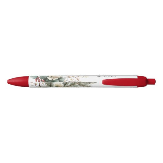 Winter Bloemen Rood Wit Kerst Roos bruiloft Zwarte Inkt Pen (Achterkant)