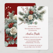 Winter Bloemen Rood Wit Rose Bachelorette Party Kaart (Voorkant / Achterkant)