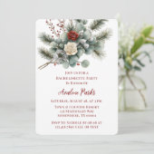 Winter Bloemen Rood Wit Rose Bachelorette Party Kaart (Staand voorkant)