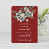 Winter Bloemen Rood Wit Rose Bachelorette Party Kaart (Staand voorkant)