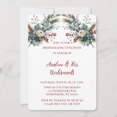 Winter Bloemen Rood Wit Rose Bruidsmeisjes Luncheo Kaart (Voorkant)