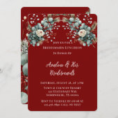 Winter Bloemen Rood Wit Rose Bruidsmeisjes Luncheo Kaart (Voorkant / Achterkant)