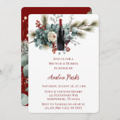 Winter Bloemen Rood Wit Rose Brunch & Bubbly Kaart (Voorkant / Achterkant)