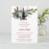 Winter Bloemen Rood Wit Rose Brunch & Bubbly Kaart (Staand voorkant)