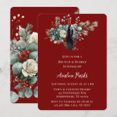 Winter Bloemen Rood Wit Rose Brunch & Bubbly Kaart (Voorkant / Achterkant)