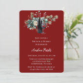 Winter Bloemen Rood Wit Rose Brunch & Bubbly Kaart (Staand voorkant)