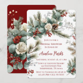 Winter Bloemen Rood Wit Rose Vrijgezellenfeest Kaart (Voorkant / Achterkant)