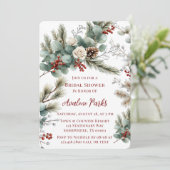 Winter Bloemen Rood Wit Rose Vrijgezellenfeest Kaart (Staand voorkant)