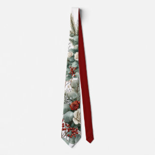Winter Bloemen Rood Witte Roos Bruidegom Stropdas