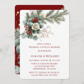 Winter Bloemen Rood Witte Roos Trouwpaar Douche Kaart (Voorkant / Achterkant)