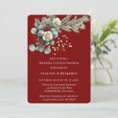 Winter Bloemen Rood Witte Roos Trouwpaar Douche Kaart (Staand voorkant)