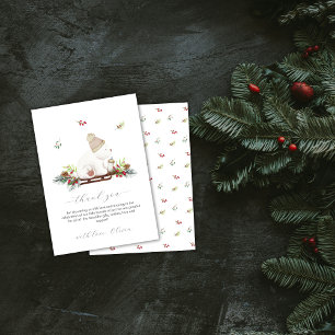 Winter Bloemen Slee Chauffeur IJsbeer Baby Shower Bedankkaart