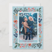 Winter Bloemen Sneeuw Kerst Foto Feestdagenkaart (Voorkant)