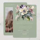Winter Bloemen | Trouwfeest Kaart (Voorkant / Achterkant)
