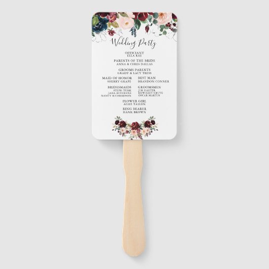 Winter Bloemen Trouwprogramma Fan Handwaaier (Achterkant)