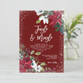 Winter Bloemen Vakantie Kerstmis Party uitnodiging (Staand voorkant)