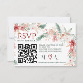 Winter Bloemen Waterverf bruiloft RSVP QR Code Kaartje (Voorkant)