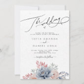 Winter Bloemen Waterverf Sneeuw bruiloft Kaart (Voorkant)