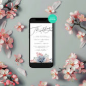 Winter Bloemen Waterverf Sneeuw bruiloft Kaart