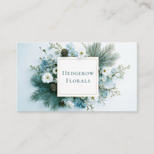 Winter Bloemen Wit en Blauwe Denneappel Gouden Lij Visitekaartje