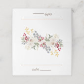 Winter Bloemen Witte Rozen Rode bessen Bruiloft Plaatskaartje (Buitenkant ongevouwen)