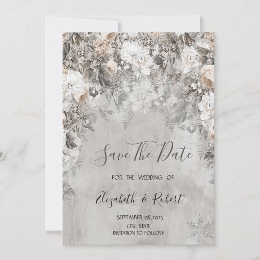 Winter Bloemen Wonderland Bewaar De Datum Save The Date (Voorkant)