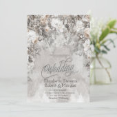 Winter Bloemen Wonderland Bruiloft Kaart (Staand voorkant)