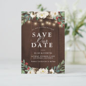 Winter bloemenbewaar de datumkaart save the date (Staand voorkant)