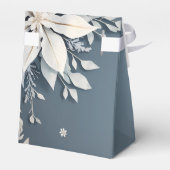 Winter bloemenblauw en witte bruiloft bedankdoosjes (Achterkant)