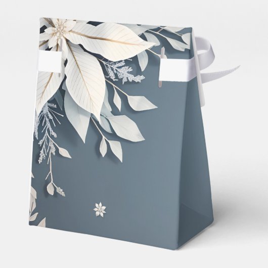 Winter bloemenblauw en witte bruiloft bedankdoosjes (Achterkant)