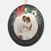 Winter Bloemenboog Vrolijk Kerstfeest Foto Keramisch Ornament (Links)