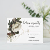 Winter bloemenbruiloft goud geometrisch modern RSVP kaartje (Staand voorkant)