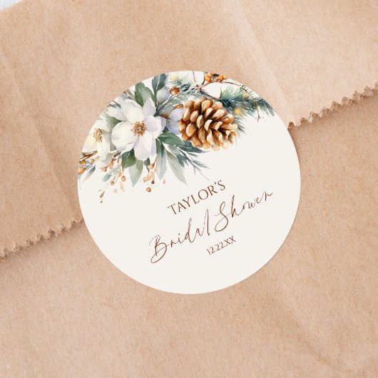 Winter Bloemendennenboom Bruidsdouche Ronde Sticker