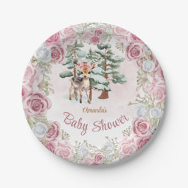Winter Bloemendesign Hertje Baby Shower  Papieren Bordje