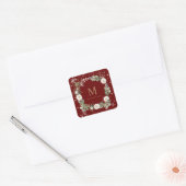 winter bloemengold glans vakantie monogram vierkante sticker (Envelop)