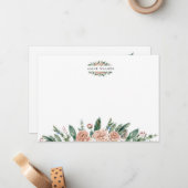 winter bloemengroen elegante monogram briefkaart (Voorkant / Achterkant in situ)