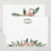 winter bloemengroen elegante monogram briefkaart (Voorkant / Achterkant)