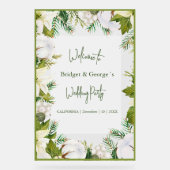 Winter bloemengroen Frosted bruiloft Welkom Acryl Bord (Voorkant)