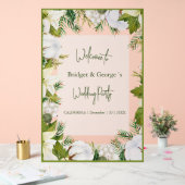 Winter bloemengroen Frosted bruiloft Welkom Acryl Bord (Huwelijk)