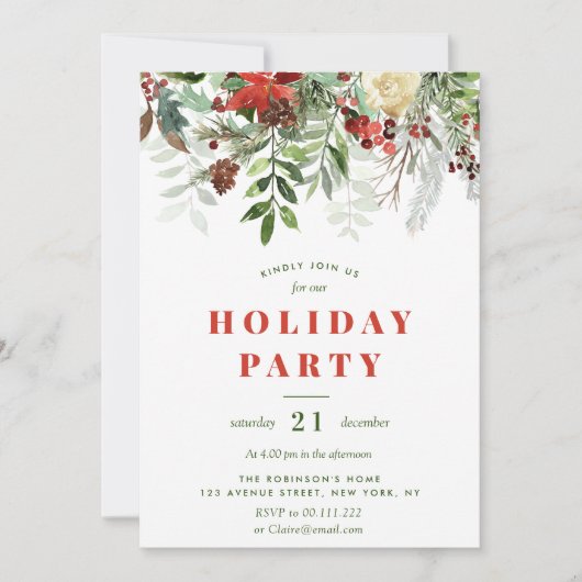 Winter bloemenkerstfeest kaart (Voorkant)