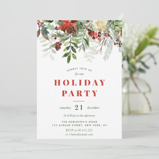 Winter bloemenkerstfeest kaart (Staand voorkant)