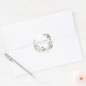 Winter Bloemenkrans in Dusty Blue en Sage Green Ronde Sticker (Envelop)