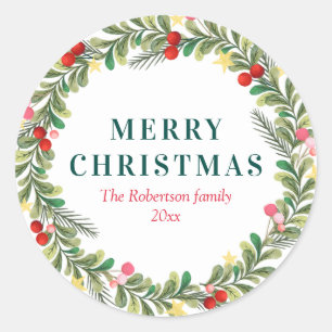 Winter bloemenkrans kerstvakantie sticker