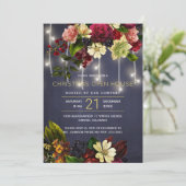 Winter  bloemenrode marine Holiday Open House Kaart (Staand voorkant)