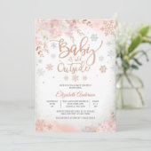 Winter Bloemige Baby Shower Uitnodiging (Staand voorkant)