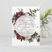 winter bloemige bes moderne trouwkaart kaart (Staand voorkant)