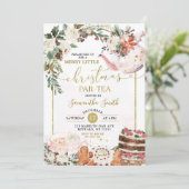 Winter Bloemige Prettige Kleine Kerst Par - Thee Kaart (Staand voorkant)